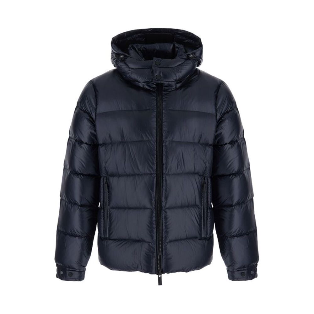 Heskimo Men Down Jacket Short Semi-Shiny With Hood And Blue Pockets Women